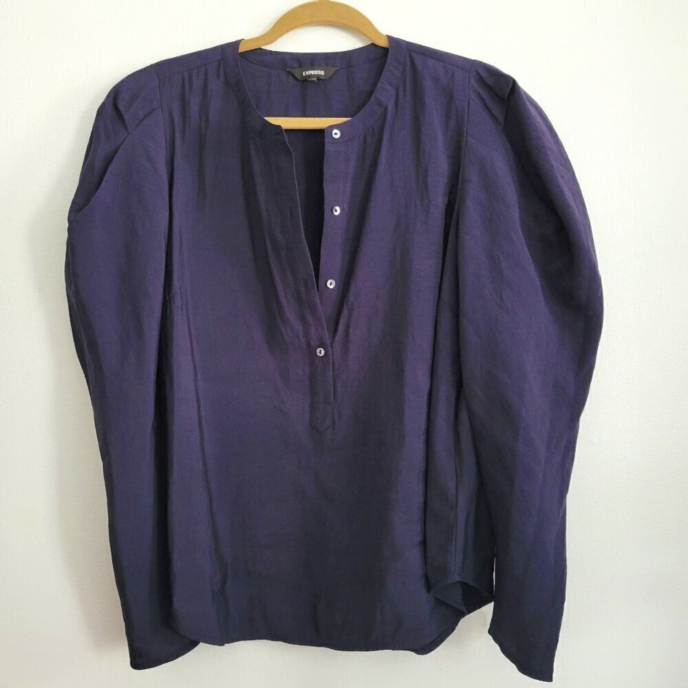 Express puff shoulder button down shirt size women M
